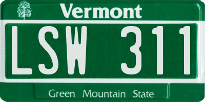 VT license plate LSW311