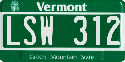 VT license plate LSW312