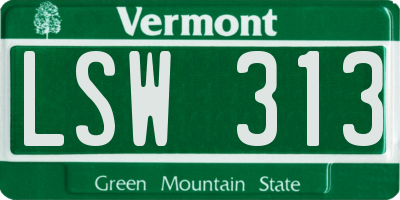 VT license plate LSW313