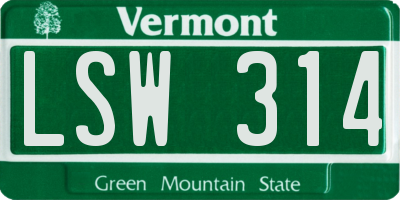 VT license plate LSW314