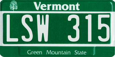 VT license plate LSW315