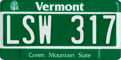 VT license plate LSW317