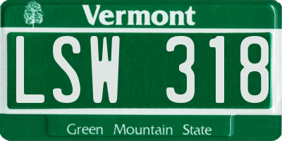 VT license plate LSW318