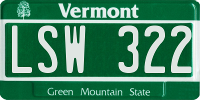 VT license plate LSW322