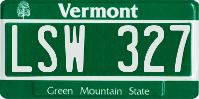 VT license plate LSW327