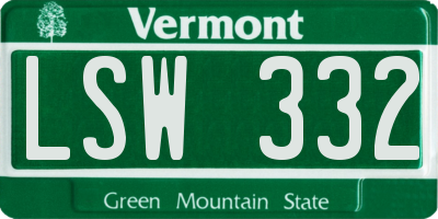 VT license plate LSW332