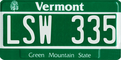 VT license plate LSW335
