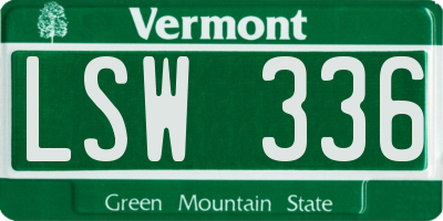 VT license plate LSW336