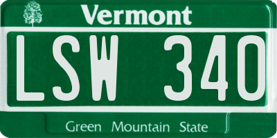 VT license plate LSW340