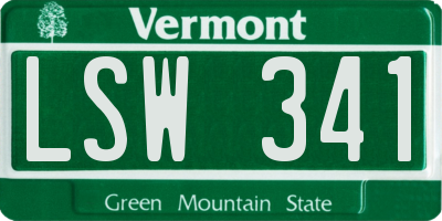 VT license plate LSW341