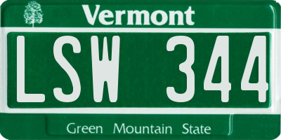 VT license plate LSW344