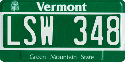 VT license plate LSW348