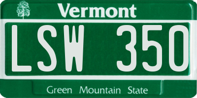 VT license plate LSW350