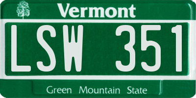 VT license plate LSW351