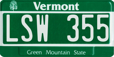 VT license plate LSW355