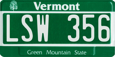 VT license plate LSW356
