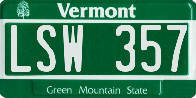 VT license plate LSW357