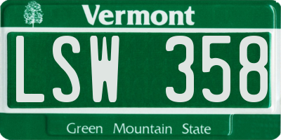 VT license plate LSW358
