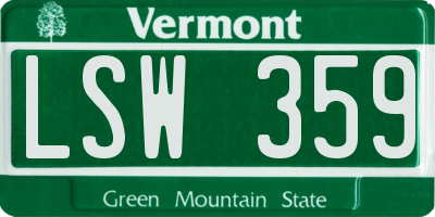 VT license plate LSW359