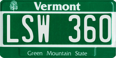 VT license plate LSW360