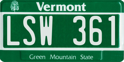 VT license plate LSW361