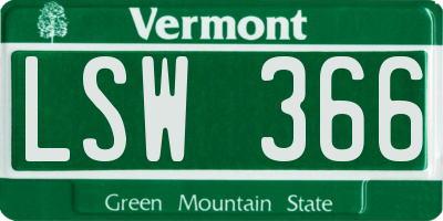 VT license plate LSW366