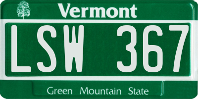VT license plate LSW367
