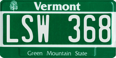 VT license plate LSW368