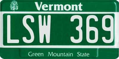 VT license plate LSW369