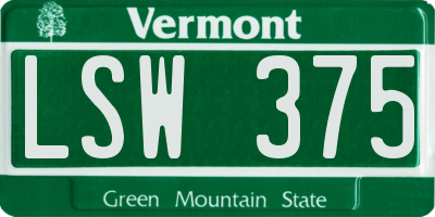 VT license plate LSW375