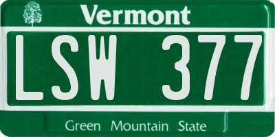 VT license plate LSW377