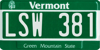 VT license plate LSW381