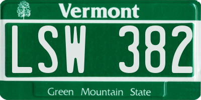 VT license plate LSW382
