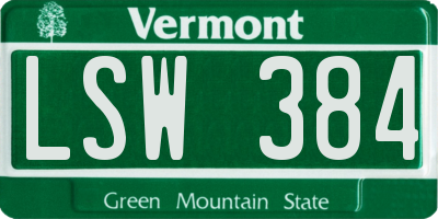 VT license plate LSW384