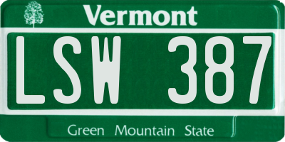 VT license plate LSW387