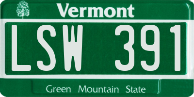 VT license plate LSW391