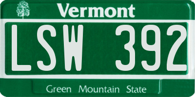 VT license plate LSW392
