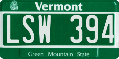 VT license plate LSW394