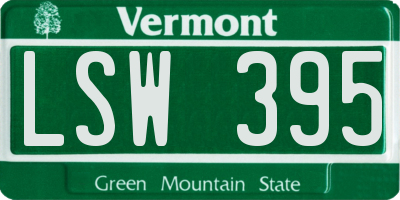 VT license plate LSW395