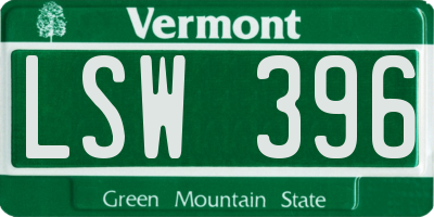 VT license plate LSW396
