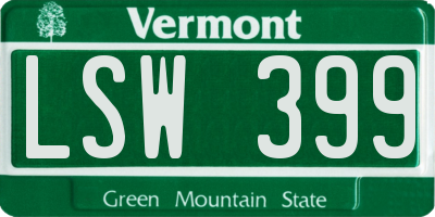 VT license plate LSW399