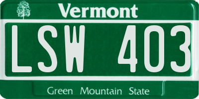 VT license plate LSW403