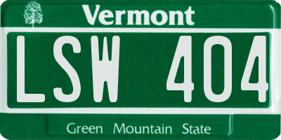VT license plate LSW404