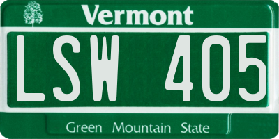 VT license plate LSW405