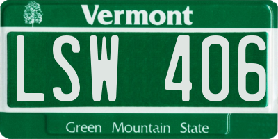 VT license plate LSW406