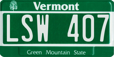 VT license plate LSW407