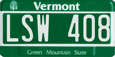 VT license plate LSW408