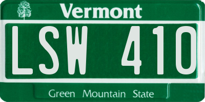 VT license plate LSW410