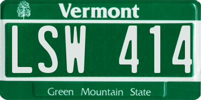 VT license plate LSW414