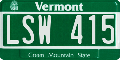 VT license plate LSW415
